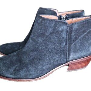Sam Edelman Petty Ankle Booties Womens Size 8M EUR 38 Black Suede Leather Zip